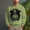 thumbnail image 5 of Men's 330g 100% Cotton Pumpkin Skull Pattern Dropped Shoulder Crew Neck Sweatshirt, 5 of 15