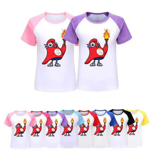 Pyjamas à Manches Courtes Printemps et Été 2024 Olympiques de Paris Même style Livraison Gratuite
