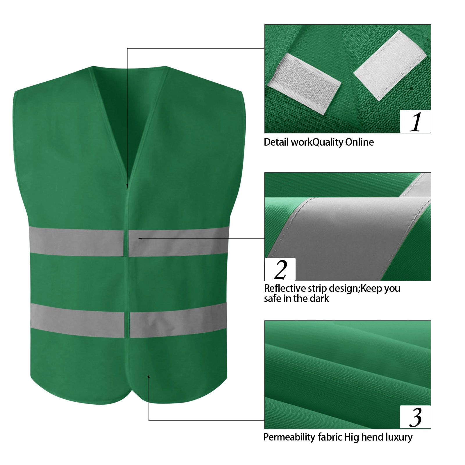 SZJXBUY Construction Vests for Men High Visibility Mesh Sleeveless Reflective Vest with Pockets and Zipper Breathable Workout Outerwear Top Army Green,Free Size