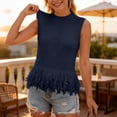 thumbnail image 5 of QSAWXQZ Women's Knit Sweater Tank Crew Neck Sleeveless Fringe Hem Blouse Casual Pullover for Summer XL, 5 of 8
