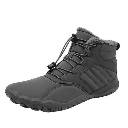 VMESZQFG Snow Boots for Mens Waterproof Warm Fur Lined Winter Hiking Boot Non Slip Outdoor Ankle High Top Shoes Work Hiker Trekking Grey
