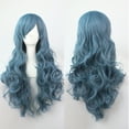 thumbnail image 2 of HGWXX7 wigs for women human hair Brazilian Party Fashion Wigs Dark Blue Women Long Wavy Wig Curly Synthetic wig, 2 of 5