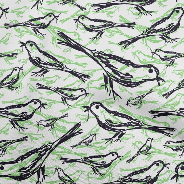 oneOone Georgette Viscose Dark Blue Fabric Bird Craft Projects Decor Fabric Printed By The Yard 42 Inch Wide