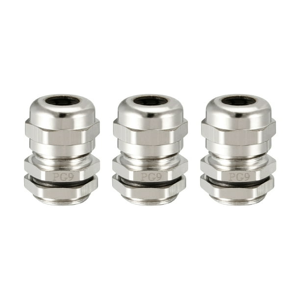 3Pcs PG9 Cable Gland Metal Waterproof Connector Wire Glands for 4mm8mm Dia