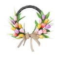 thumbnail image 3 of Corona artificial de primavera y verano de tulipanes de 15,75 pulgadas para decoración del hogar para la puerta principal. Estilo C, 3 of 9