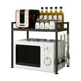 thumbnail image 5 of LELINTA Expandable Metal Microwave Oven Rack Shelf Kitchen Supplies Tableware Storage Carbon Stainless Steel Counter Rice Cooker Stand Contains 2 Tiers with 3 Hooks Black, 5 of 8