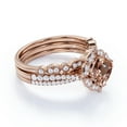 thumbnail image 4 of JeenMata Anillo de Bodas de 2,50 Quilates con Morganita y Moissanita Talla Cojín Engastado en Oro Rosa de 18 K sobre Plata, 4 of 6