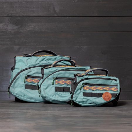 Widlerdog Dog Backpack with Built in Harness and Back-Mounted D-Ring Leash Attachment Handle Two Saddlebags with 4 Total Pockets Built in Poop Bag Dispenser (Seafoam Green Large)