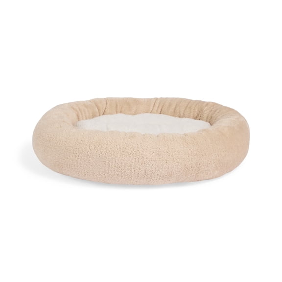 EveryYay Essentials Plush Bolster Round Dog Bed 23" L X 23" W X 5" H Small Tan