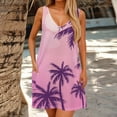 thumbnail image 7 of Huresd Tank Dress for Women 2024 A Line Flowy Mini Dress with Pocket V Neck Sleeveless Hawaiian Palm Tree Print Beach Dresses for Women Light pink M, 7 of 7