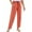 Orange, variant on MIXUE Linen Pants Women Solid Color Straight Leg Elastic Drawstring Casual With Pockets Summer Beach Trousers Womens Pants Outwear,Brown,M