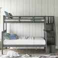 thumbnail image 2 of imerelez Stairway Twin-Over-Full Bunk Bed with Storage and Guard Rail for Bedroom, Gray color, 2 of 9