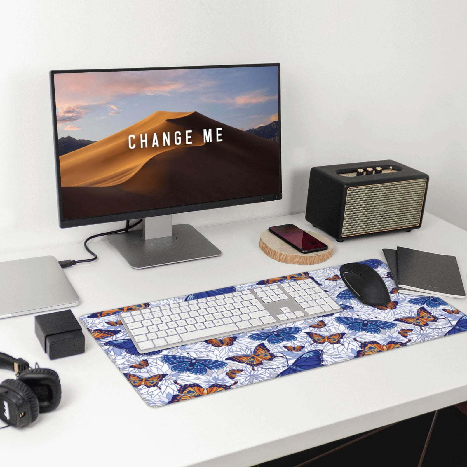Rateoe Butterflies1 Print Mouse Pad - Extended Large Gaming Mousepad,Non-Slip Stitched Edge,16x29.5 Inch