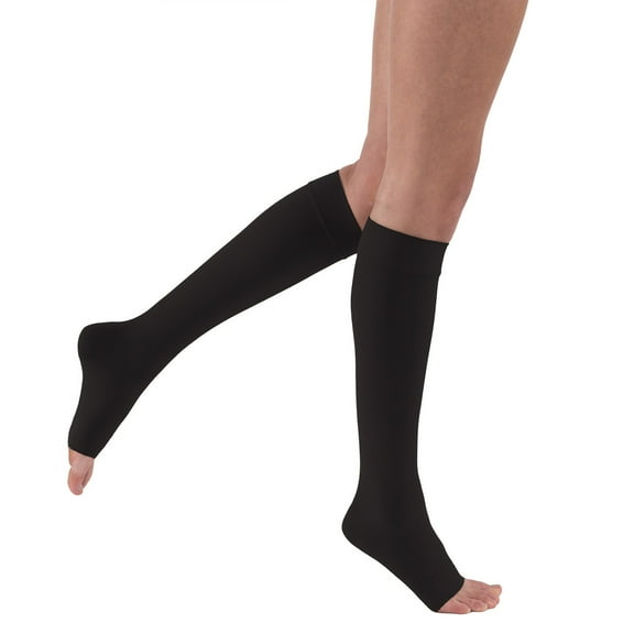 Jobst Relief Open Toe Knee Highs w/ Silicone Band - 30-40 mmHg Full Black X-Large Full Reg 7865184
