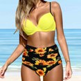 thumbnail image 5 of Womens Swimsuit Women's Bikini Swimsuits Women Vintage Swimsuit Two Piece Retro Halter Ruched High Waist Print Bikini Set, 5 of 8