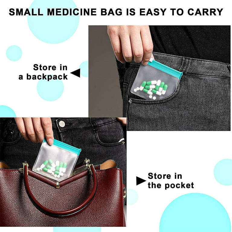 Zippered Pill Pouch Reusable Pill Pouch Bags Storage Pouches with Slide  Lock Pill Bags Small Portable Pill Baggies Travel Plastic Pill Bags with  Slide