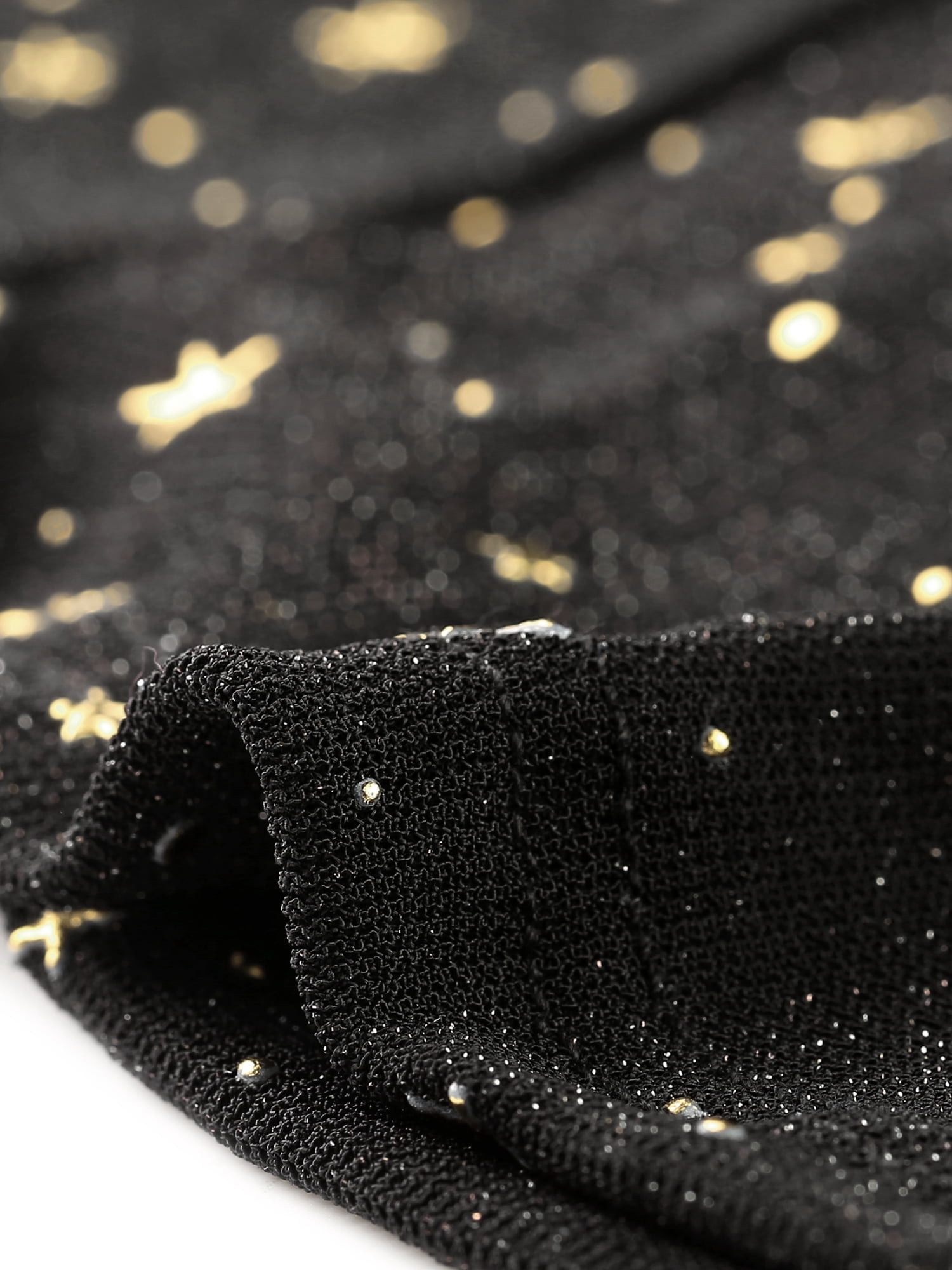 Unique Bargains Star Mesh Cardigan for Women's Metallic Party Crop Bolero Shrug M Black