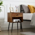thumbnail image 5 of VECELO Nightstand with Drawer and Open Storage Shelf, Indutrial Side End Table for Bedroom Living Room, Brown, 5 of 8