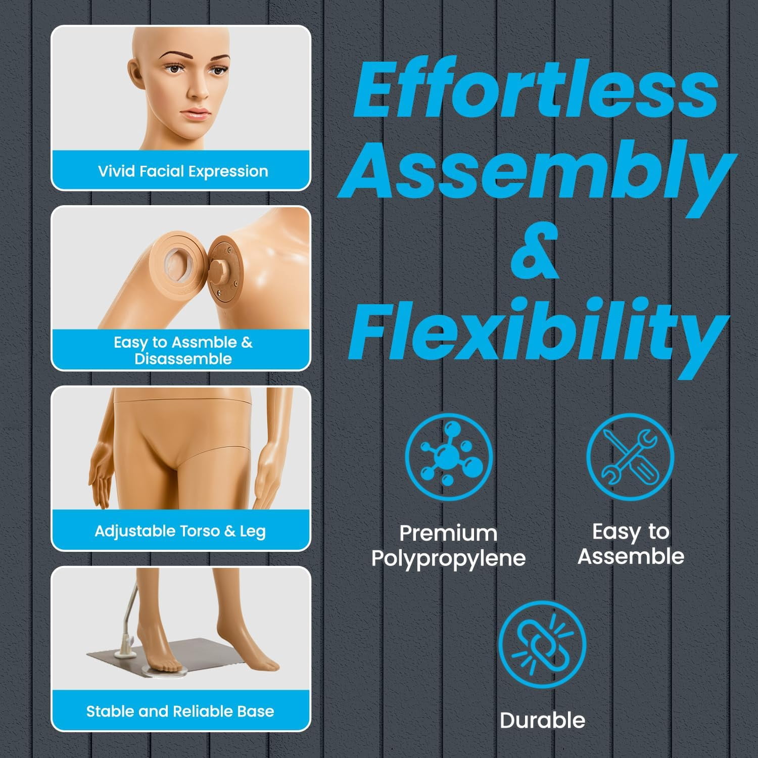 Topmaster Skin Female Mannequin - Premium Quality Construction, Detailed Dimensions for Realistic Proportions, Durable and Stable Design, Versatile Clothing Display, Sleek and Sophisticated Appearanc