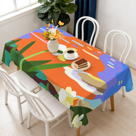 Rectangular Tablecloth 60x84 Inch – Waterproof Polyester Printed Table Cover, Wrinkle Resistant, Washable for Kitchen & Dining, Floral Flowers Print