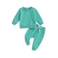 thumbnail image 2 of Kids Baby Boys Outfits Set 6M 12M 18M 24M 3Y Long Sleeve Sweatshirt with Sweatpants 2pcs Suit for Toddler Girls Boys, 2 of 10