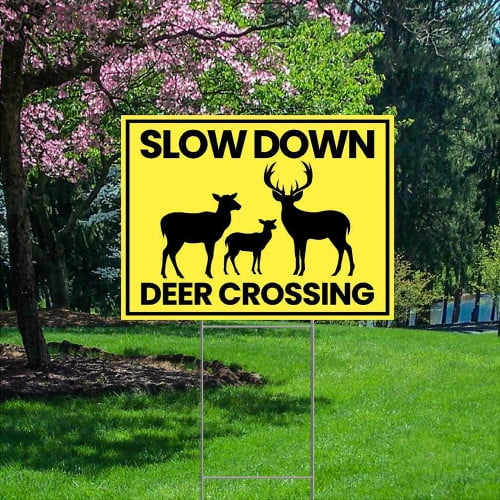 YSH4010 Deer Crossing Waterproof Plastic Outdoor Yard Sign