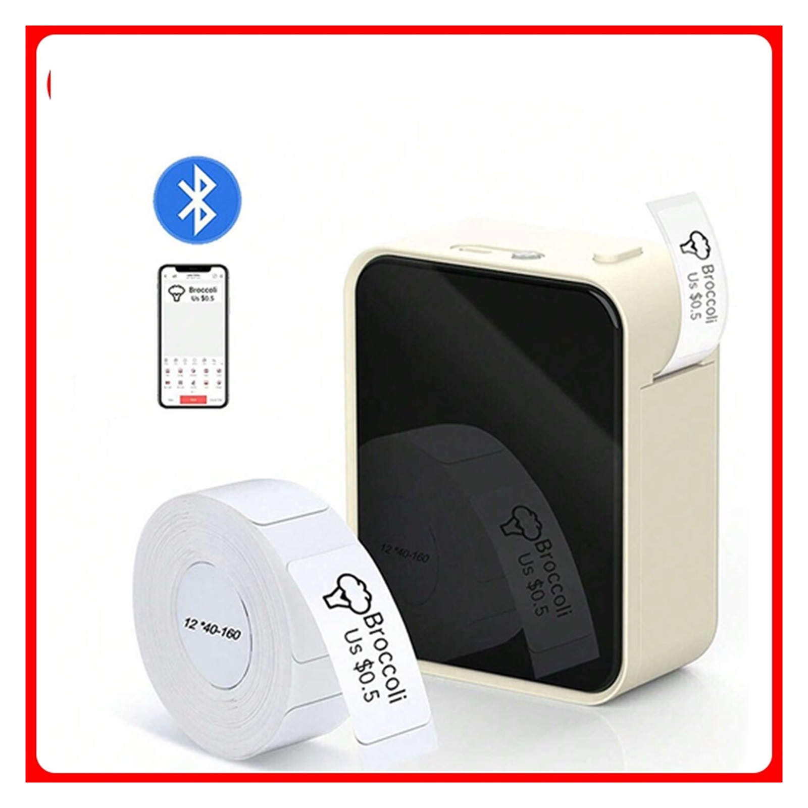 Mini Portable Thermal Printer Wireless Bluetooth Label Tag Maker for Home Office Labeling Sticker