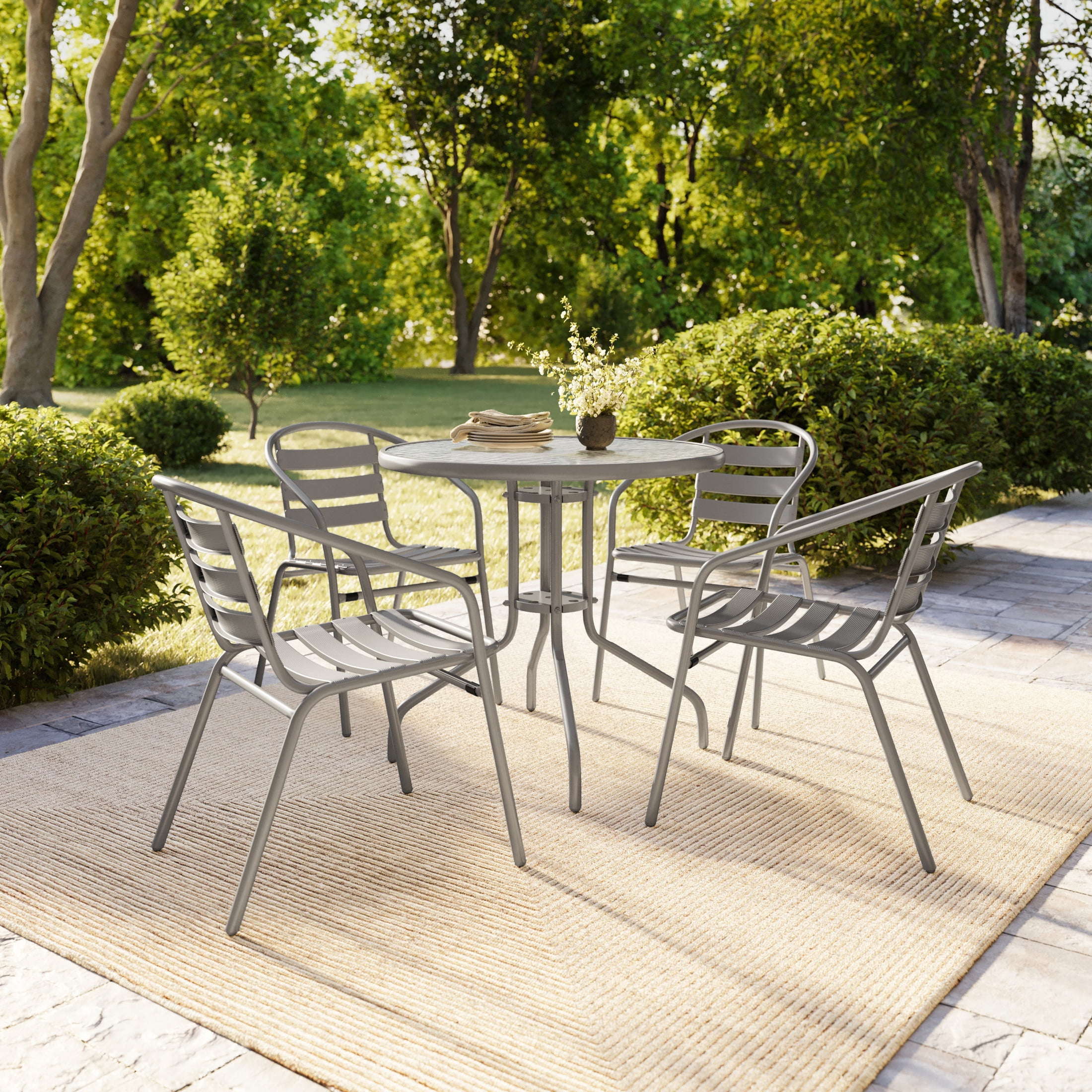 2 pack) Adams Penza Outdoor Resin Stack Chair with Phone Holder