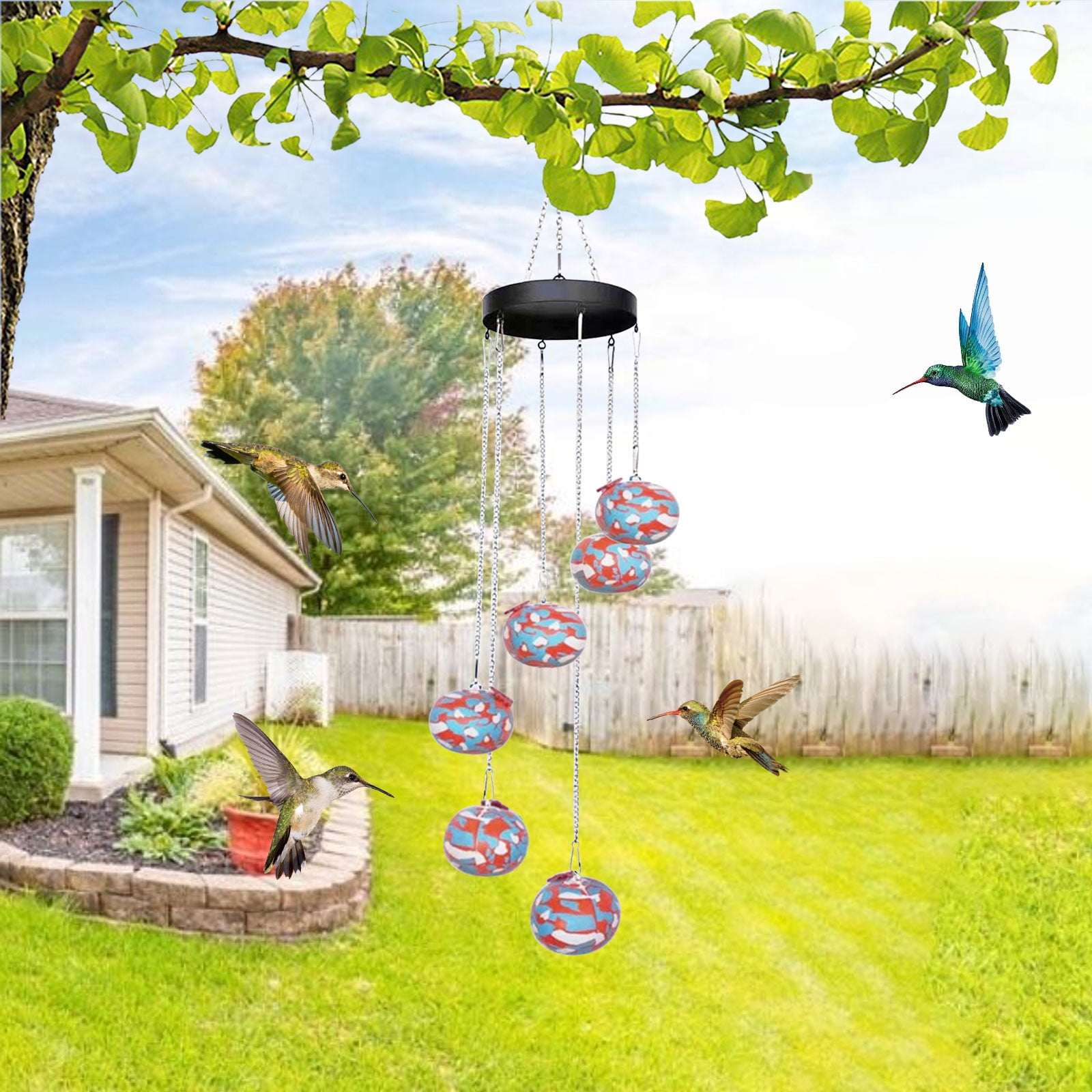 Kayannuo 1PC Charming Wind Chimes Outdoor Hummingbird Water Feeder Wind Chime Shaped Bird feeders for Viewing Hanging Garden Water Feeder for Birds Bird Water Feeder,Purple