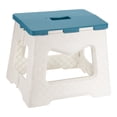 thumbnail image 1 of Uxcell Taburete de paso plegable de 9" para adultos, capacidad de 220 lbs, taburete antideslizante con mango, taburete pequeño azul, 1 of 7