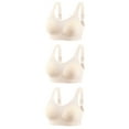thumbnail image 2 of Elainilye Fashion No Wire Bras for Women 3pc Gathering Breastfeeding Bra Slip and Polishing Daily Bra Underwear,Beige, 2 of 4