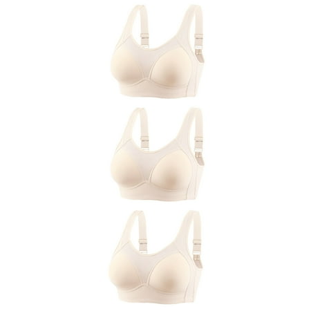 Virmaxy Womens Nursing Bras 3pc Non Steel Ring Gathering Breastfeeding Bra Slip And Polishing Daily Bra Daily Bra Daily Bra Nursing Bras for Breastfeeding and Breast Pumping Beige-A M