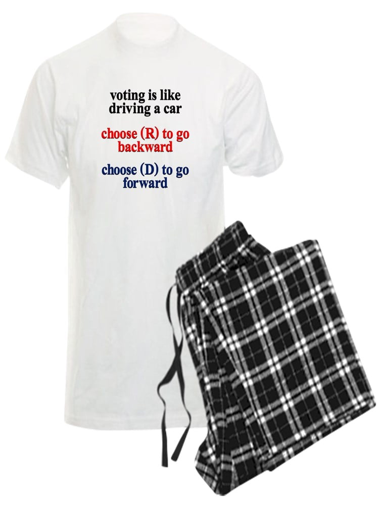 CafePress Voting Is Like Driving A Car Pajamas Men's Light Pajamas