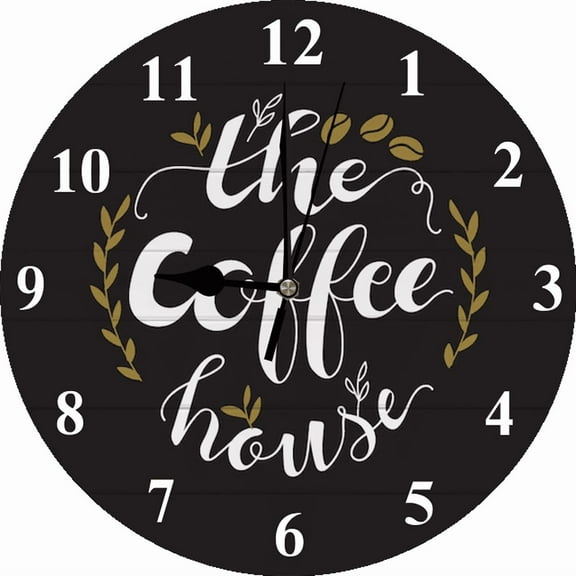 Eveokoki Rustic Kitchen Wall Clock Wooden Office Coffee Decor Wall Clocks 10 inches Silent Clocks for Kitchen/Office/Coffee Corner Coffee Bar Decoration