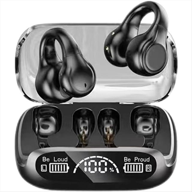 Auriculares de Conducción Ósea Bluetooth 5.3 Carga Rápida Inalámbrica 58 Horas de Reproducción para Correr Ciclismo Caminar Negro