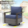 thumbnail image 6 of POCASSY 3 Pieces Patio Furniture Set with 3-Seater Sofa and 2 Swivel Glider Rocking Chairs, All Weather Wicker Outdoor Conversation Set for Pool, Backyard, Garden, Gray Wicker Blue Cushion, 6 of 8