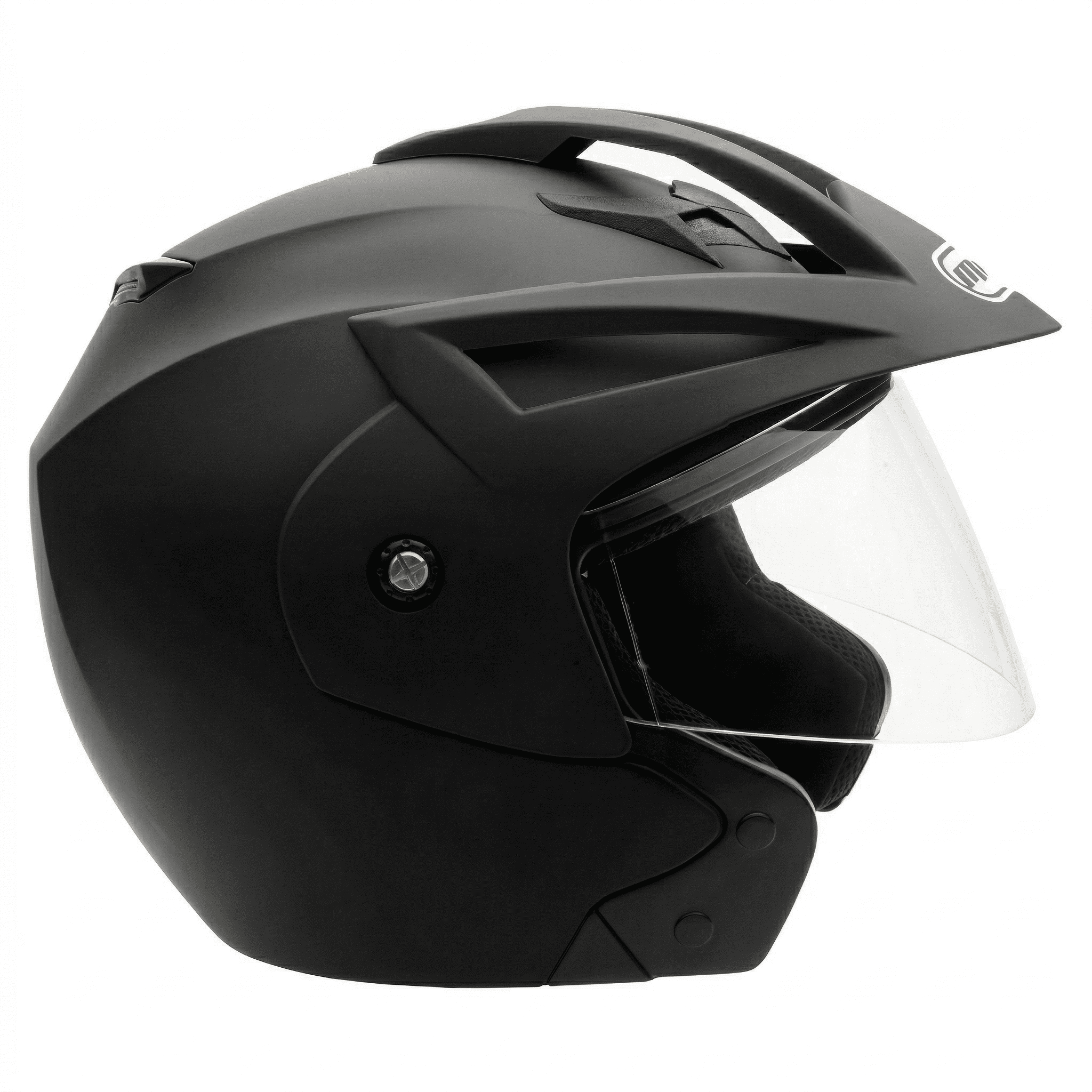 MMG Motorcycle Scooter Street Open Face Helmet DOT - Flip Up Shield - Matte Black (Large) Model 20