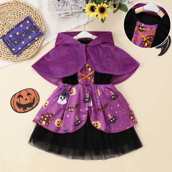 Toddler Girl Witch Outfit Tutu Mesh Dress Witch Outfit Outfit Halloween Outfits Kids Children Girls Dress 12-18 Months