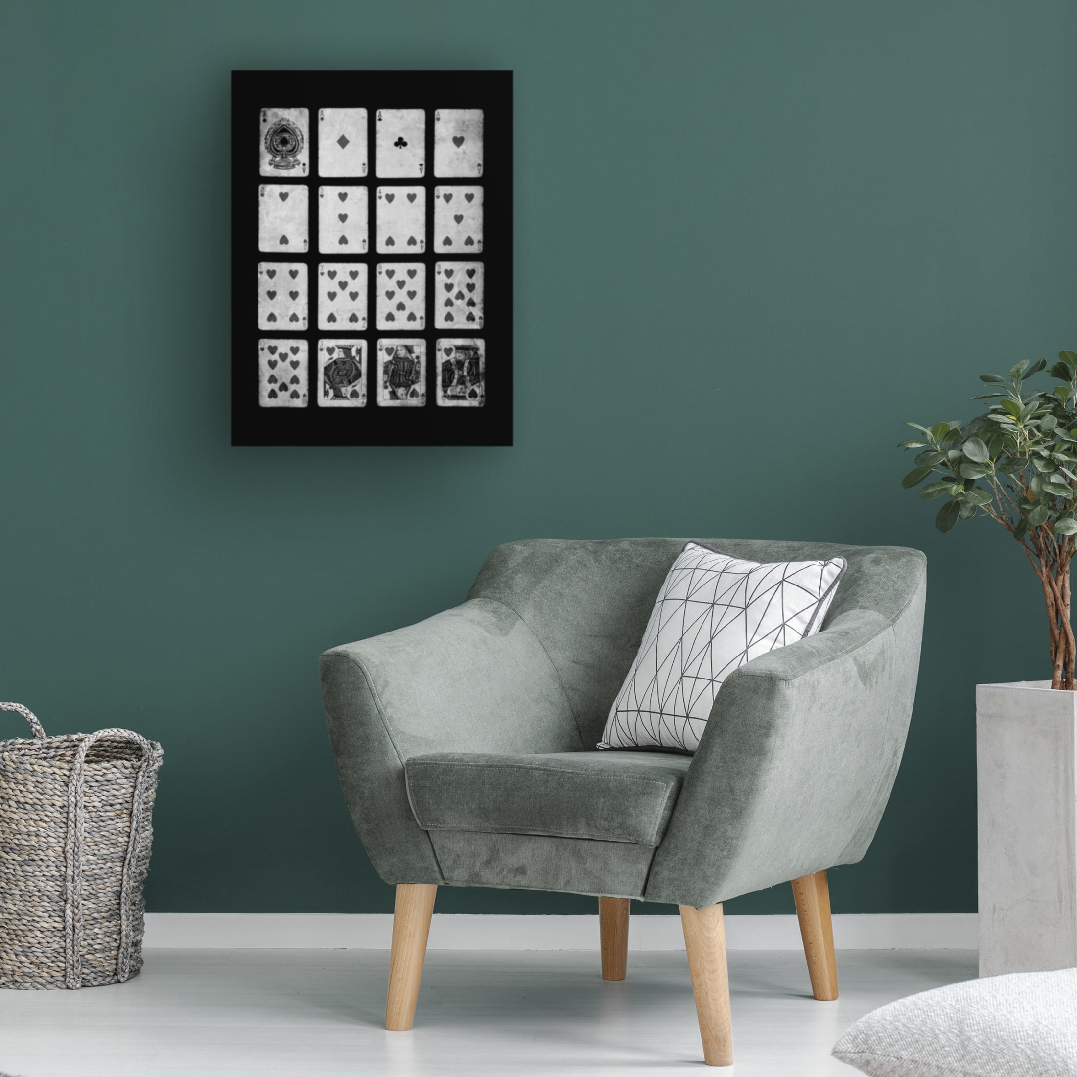 Canvas Wall Art - Tom Quartermaine 'Black and White Hearts Playing Cards' Wall Art for Living Room, Bedroom, or Office Décor by Trademark Fine Art - 24 x 32 Inches