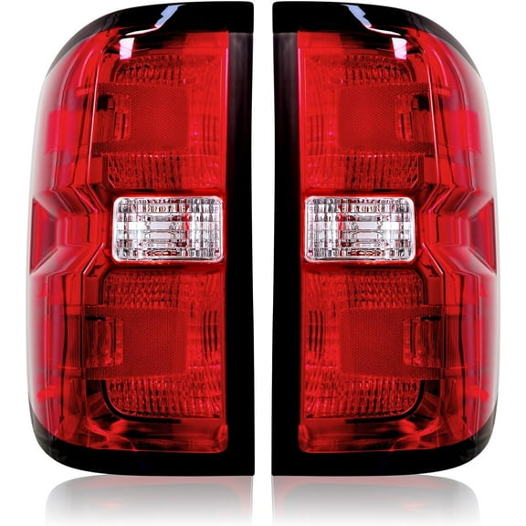 Premium Tail Lights Housing Fit For 2014-2019 Chevy Silverado 1500 2500 3500 ; Pair; Red Lens;NO Bulbs