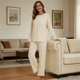 thumbnail image 5 of MecTo Women Pajamas Sets, Lady Oversize Comfy Solid Long-Sleeved PJ, 2 piece, Size M, 5 of 7