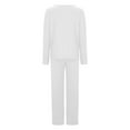 thumbnail image 5 of Kaemgyyd Womens 2 Pack Pajamas Set Long Sleeve V Neck Tunic Top and Soft Wide Leg Pants Solid Color Pjs Set Sleepwear Loungewear, 5 of 6