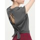 thumbnail image 2 of TFixol Camiseta deportiva para mujer ahuecada espalda dividida cuello redondo corto, 2 of 8