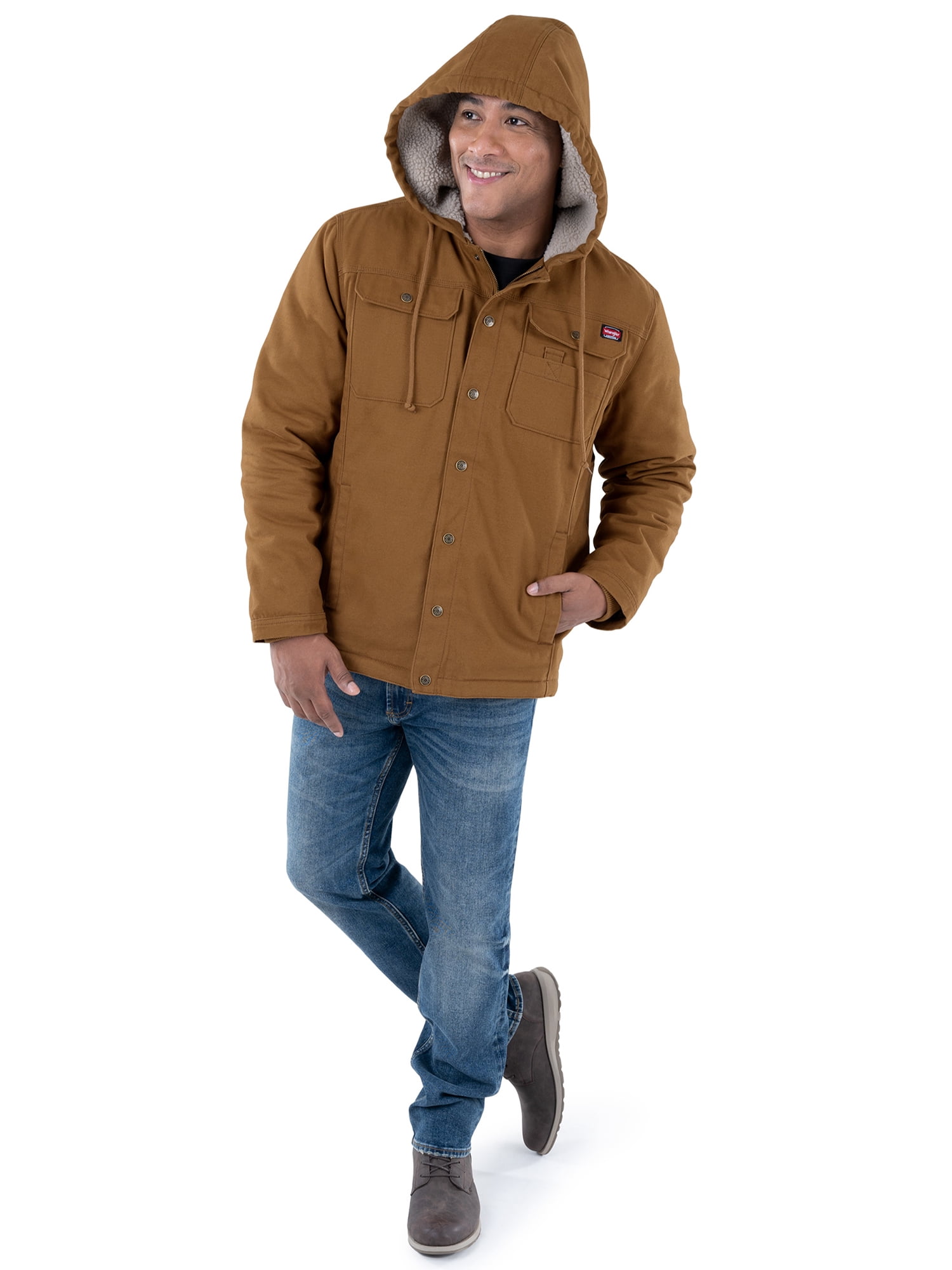 Wrangler Workwear Men's and Big Men's Faux Sherpa-Lined Duck Jacket, Sizes S-3XL