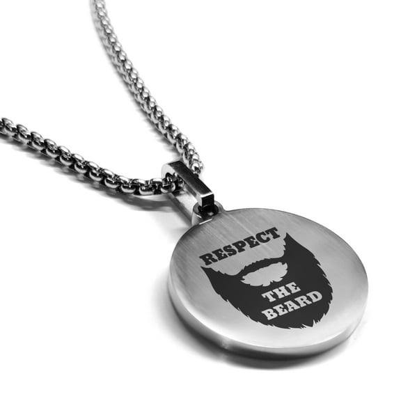 Stainless Steel Respect the Beard Round Medallion Pendant Necklace