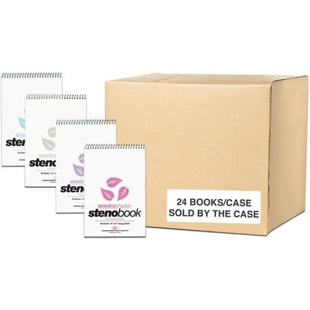 Roaring Spring Enviroshades Recycled Spiral Steno Memo Book - 80 Sheets - 160 Pages - Printed - Spiral Bound - Both Side Ruling Surface Red Margin - 15 Lb Basis Weight - 56 G/m² Grammage - 9" X