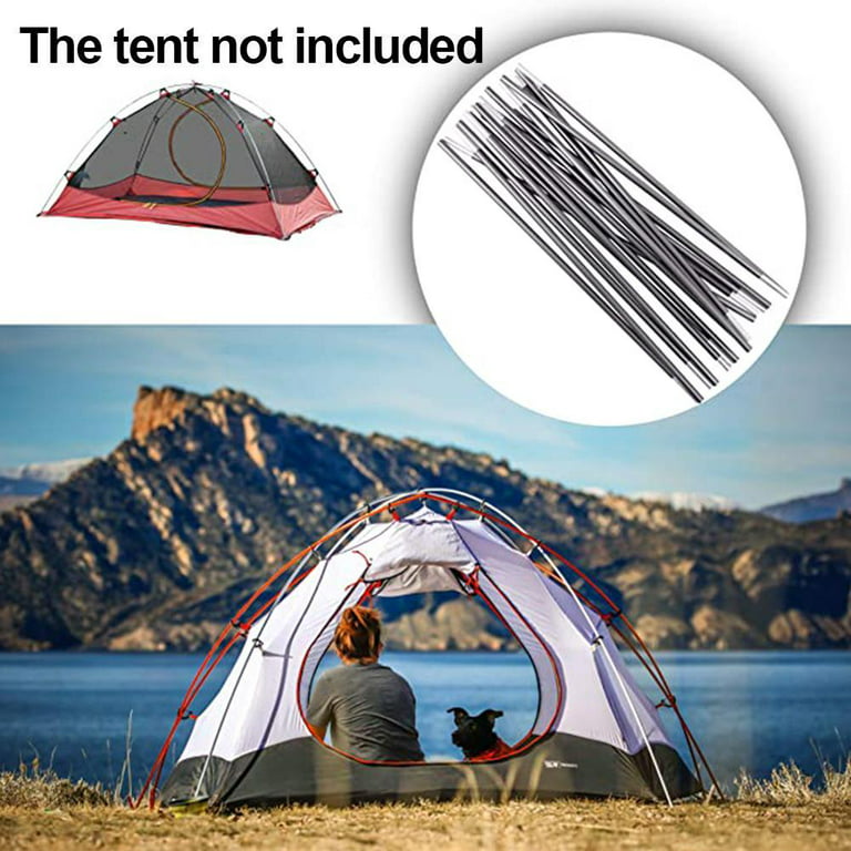 Tent Support Pole, 2 Pcs Fibreglass Collapsible Portable Flexible Tent Poles  Replacement Supporting Rod Camping Tent Accessories D3F8 
