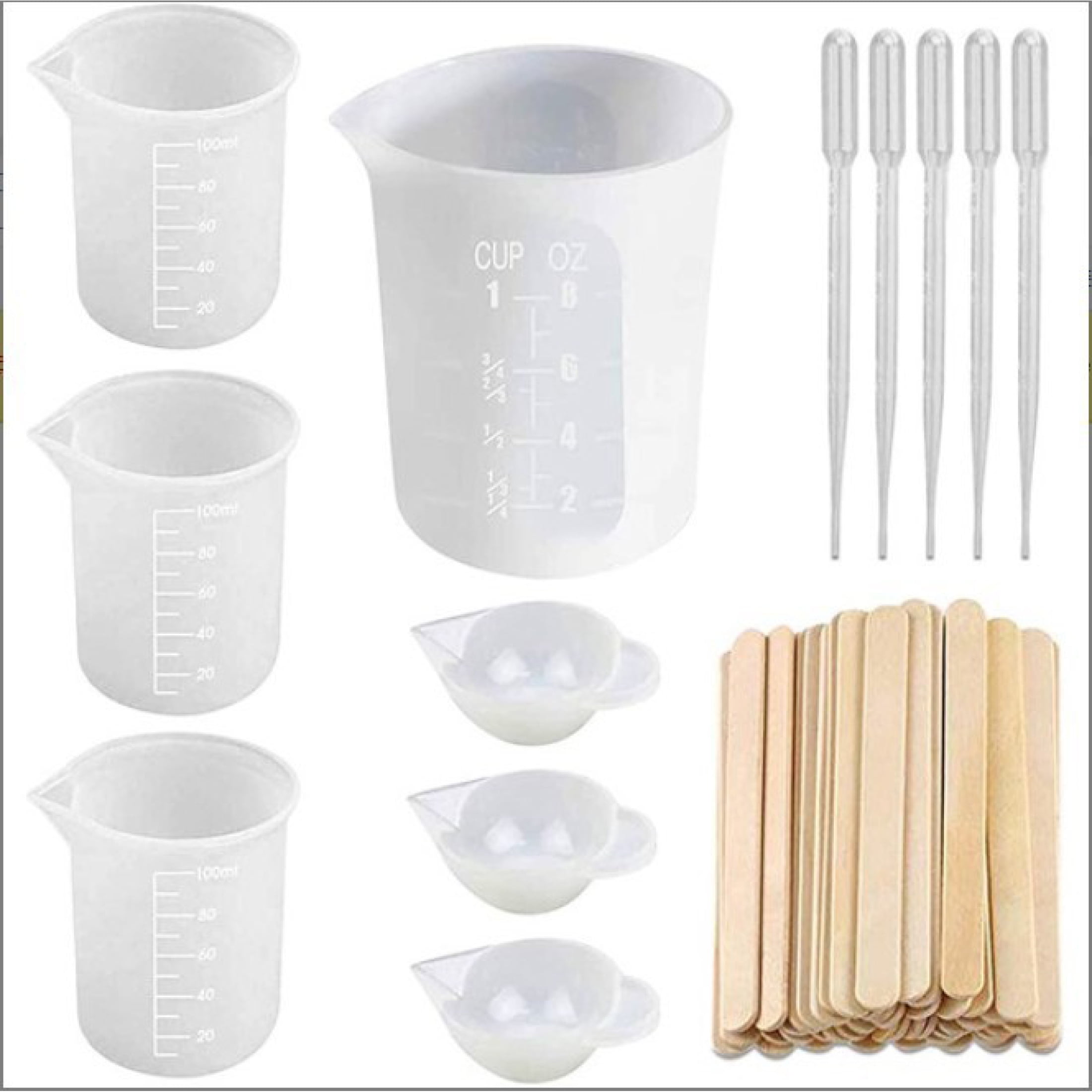 LICHENGTAI Silicone Resin Measuring Cups Tool Kit Large Epoxy Resin