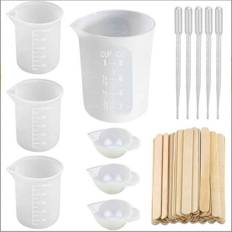 LICHENGTAI Silicone Resin Measuring Cups Tool Kit Large Epoxy Resin Mixing  Bowl Jewelry Making Waxing Mold with Silicone Stir Sticks Pipettes Finger  Cots Type 5 