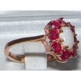 thumbnail image 3 of LBG British Made 18k Rose Gold Natural Opal & Ruby Womens Promise Ring - 33 size options - Size, 3 of 5
